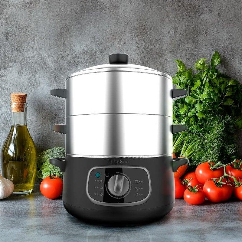 Vaporera eléctrica Cecotec Vapovita SteelPot 1300W acero inoxidable 10L