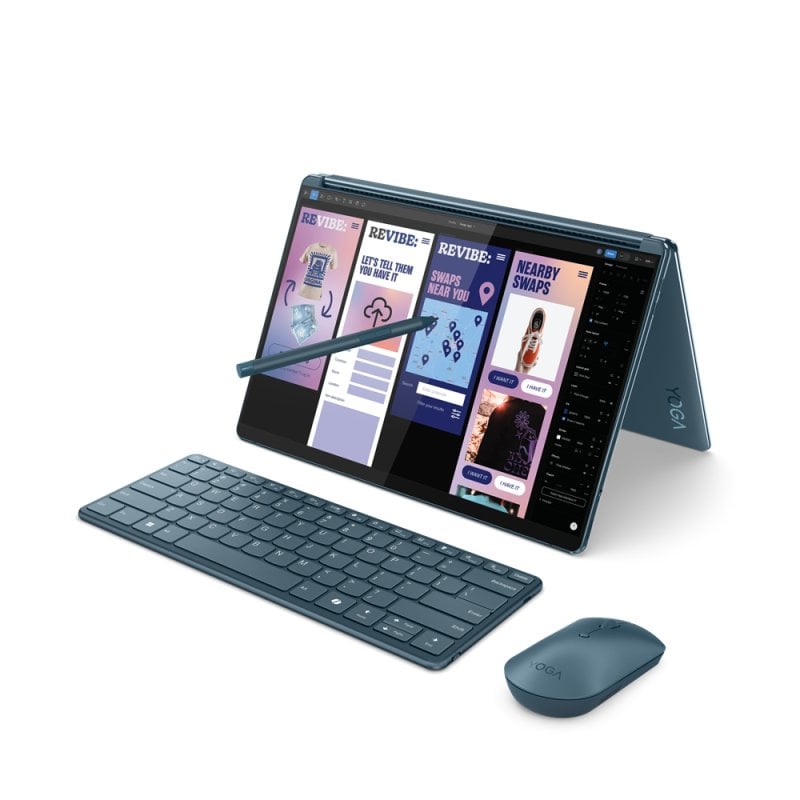 Image of Lenovo Yoga Book 9 13IMU9 Intel Core Ultra 7 155U Ibrido (2 in 1) 33,8 cm (13.3") Touch screen 2.8K 32 GB LPDDR5x-SDRAM 1 TB SSD Wi-Fi 6E (802.11ax) Windows 11 Home Italiano Colore foglia di tè cod079