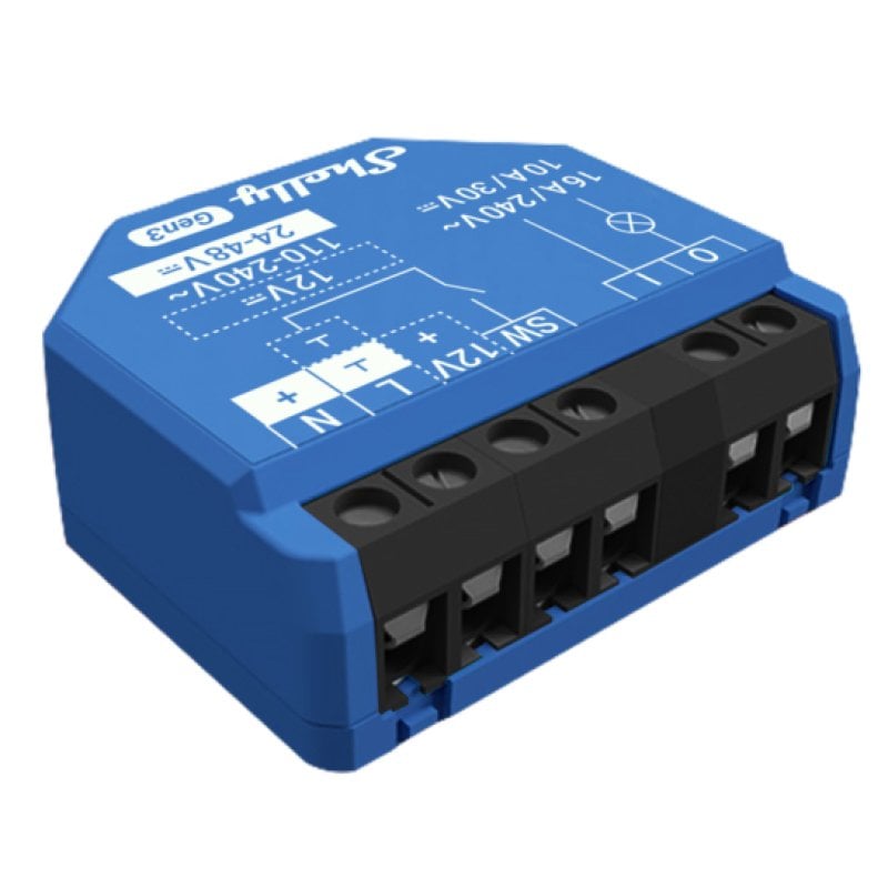 Image of Shelly 1 Gen3 Interruttore intelligente blu WiFi Bluetooth Alexa Google Assistant 1P Mate cod079