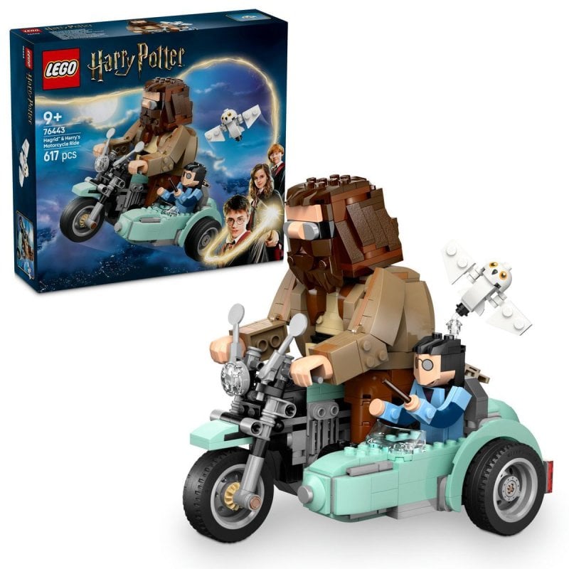 Image of Giro in moto di Harry Potter con Lego: Hagrid e Harry con Sidecar ed Edvige per bambini dai 9 anni in su cod079