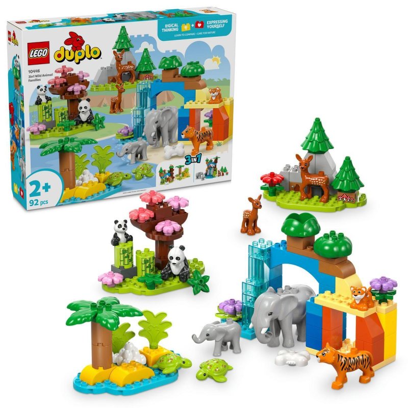 Image of Lego Duplo Famiglie della fauna selvatica, set di gioco con animali 3 in 1 per bambini dai 2 anni in su cod079