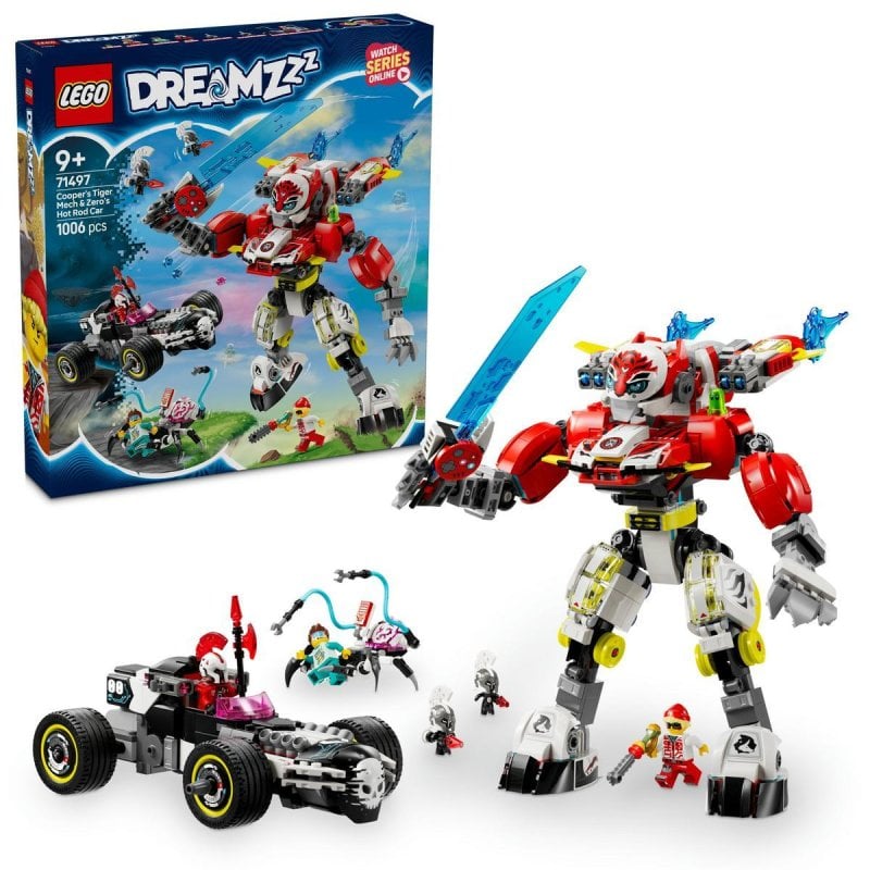 Image of Lego Dreamzzz Il robot tigre di Cooper e l'auto di Zero, auto e robot giocattolo per bambini dai 9 anni in su cod079
