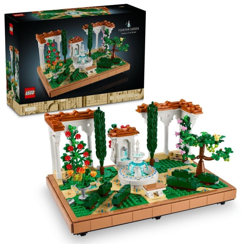 Image of Lego Icons Garden con fontana, modello per adulti e arrossoamento per la casa 18+ anni cod079