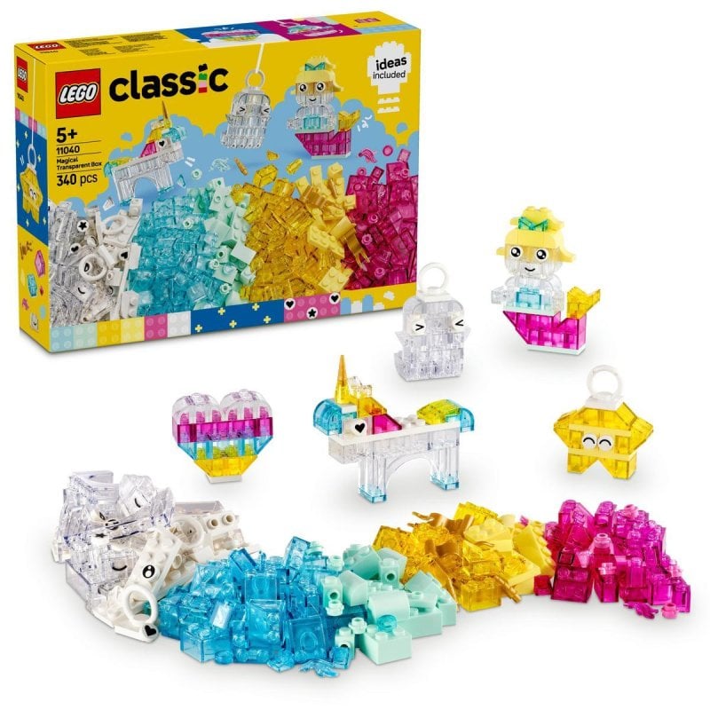 Image of Lego Classic Scatola Magica Trasparente, Mattoncini Colorati Creativi, 5+ Anni cod079