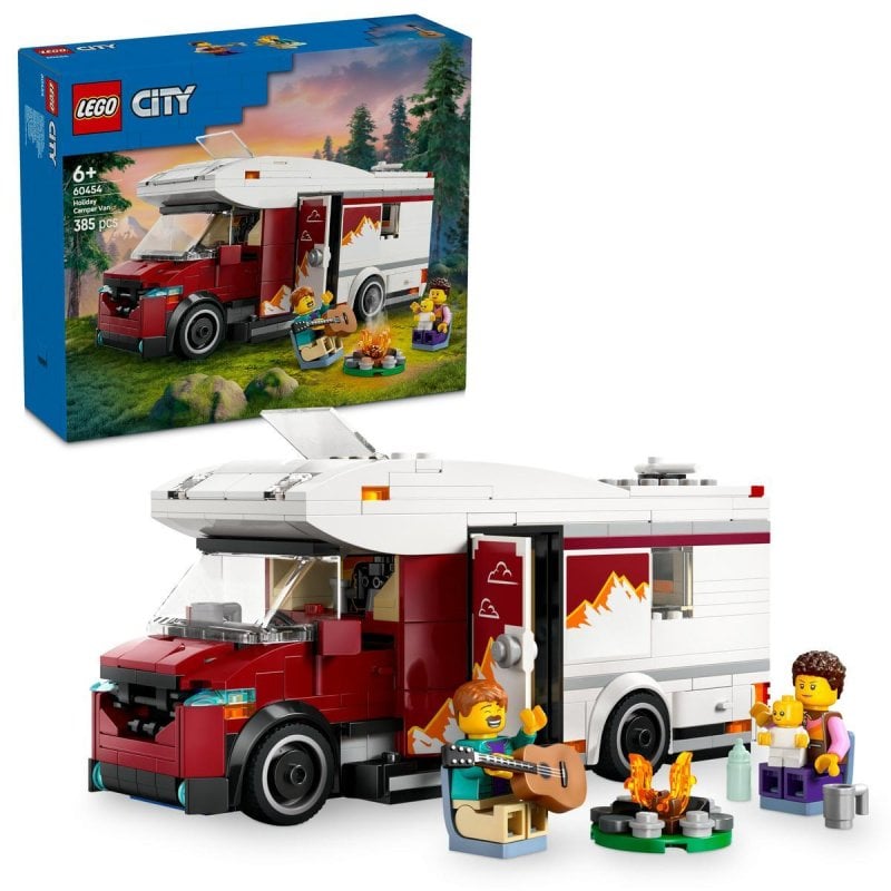 Image of Lego City Adventurer Holiday Camper Van, furgone giocattolo con minifigure e accessori cod079