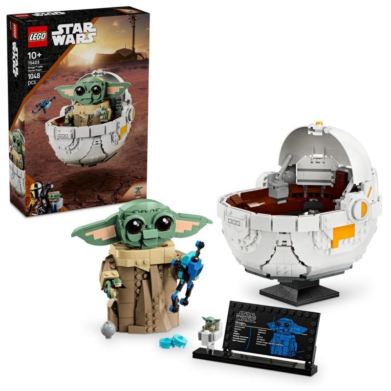 Image of Lego Star Wars Grogu con Hovercraft: personaggio articolato e giocattolo Baby Yoda 75403 cod079