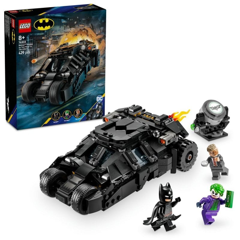 Image of Lego Batman Tumbler contro Joker: Batmobile giocattolo con personaggi di supereroi 76303 cod079