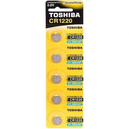 Image of Batteria a bottone TOSHIBA CR1220 da 3 V, confezione da 5, dispositivi elettronici compatti al litio cod079