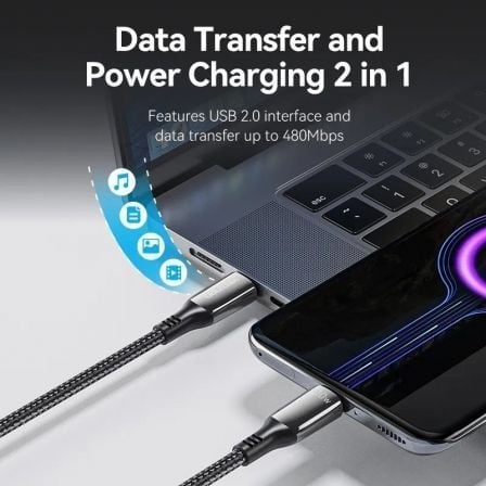 Baseus CADH000802 Cavo USB-C - USB-C PD 100W 5A 480Mb/s 2m - Bianco - Foto 3