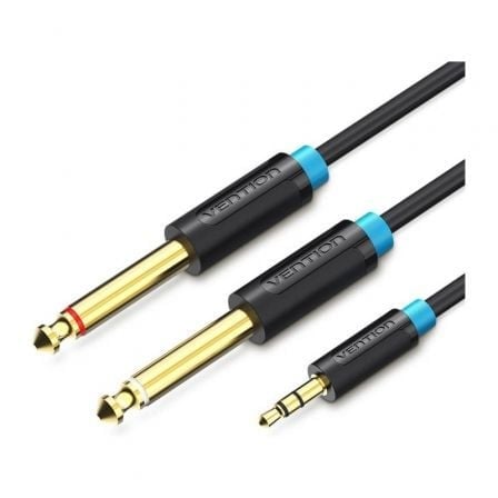 Image of Cavo stereo Vention BACBI da 3 m, jack maschio da 3,5 mm a 2 jack maschi da 6,35 mm, placcato oro, nero cod079