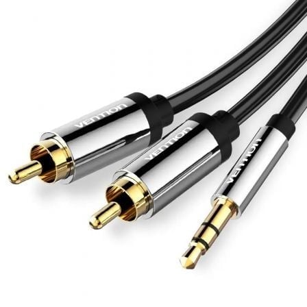 Image of Cavo stereo placcato oro Vention BCFBH da 2 m, 3,5 mm maschio a 2 RCA maschio, nero cod079