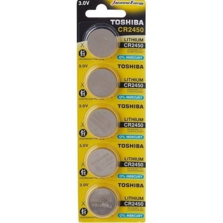 Image of Batteria a bottone al litio CR2450 da 3 V Toshiba, confezione da 5, lunga durata cod079