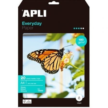 Image of Carta fotografica Apli Everyday 12080 A4 180 g 20 fogli bianco lucido FSC cod079