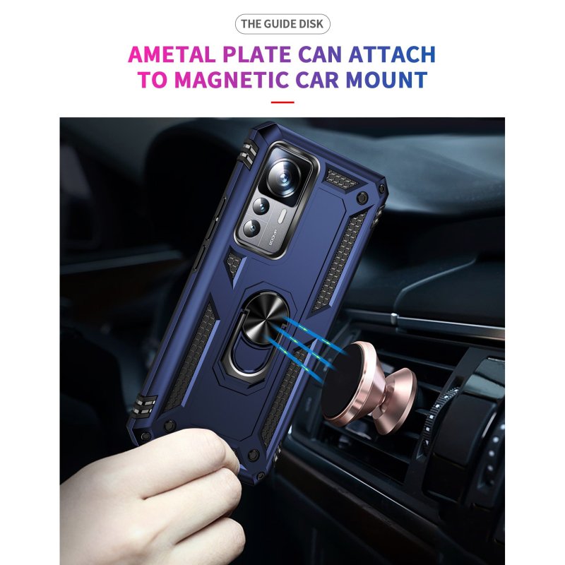 Custodia Xiaomi 12T / 12T Pro Con Anello Magnetico E Supporto 360° | Anticurto Silicone TPU Verde Scuro