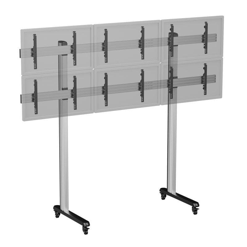 Kimex 031-2602K2 Suporte Videowall Móvel 6 Ecrãs 50 a 55" VESA 200x200 a 600x400 Máx 300Kg