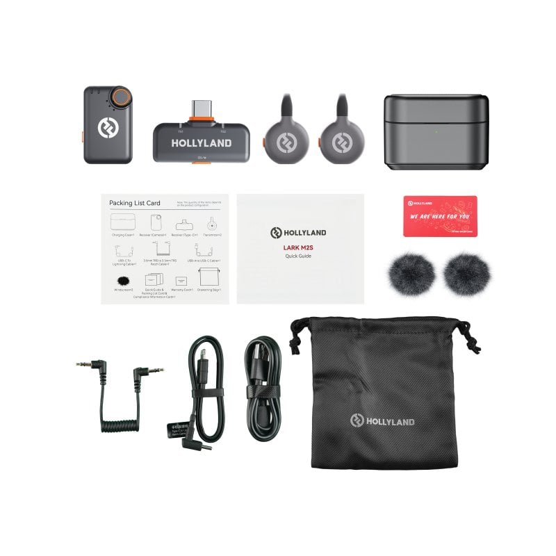 Micrófono Hollyland LARK M2S Combo inalámbrico USB-C Lightning