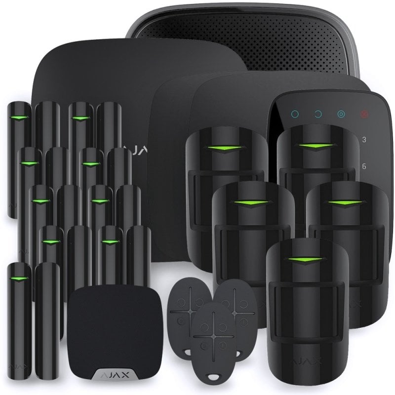 Image of Sistema di allarme Ajax StarterKit WiFi/GSM con 5 rilevatori di movimento, 9 rilevatori di apertura, 2 rilevatori di fumo, 2 sirene, tastiera e telecomandi cod079