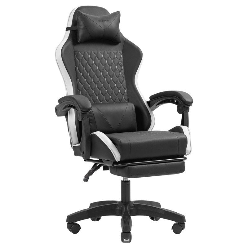 Image of Sedia da gioco Mars Gaming MGC-X Racing in similpelle con poggiapiedi e supporto lombare, 120 kg cod079