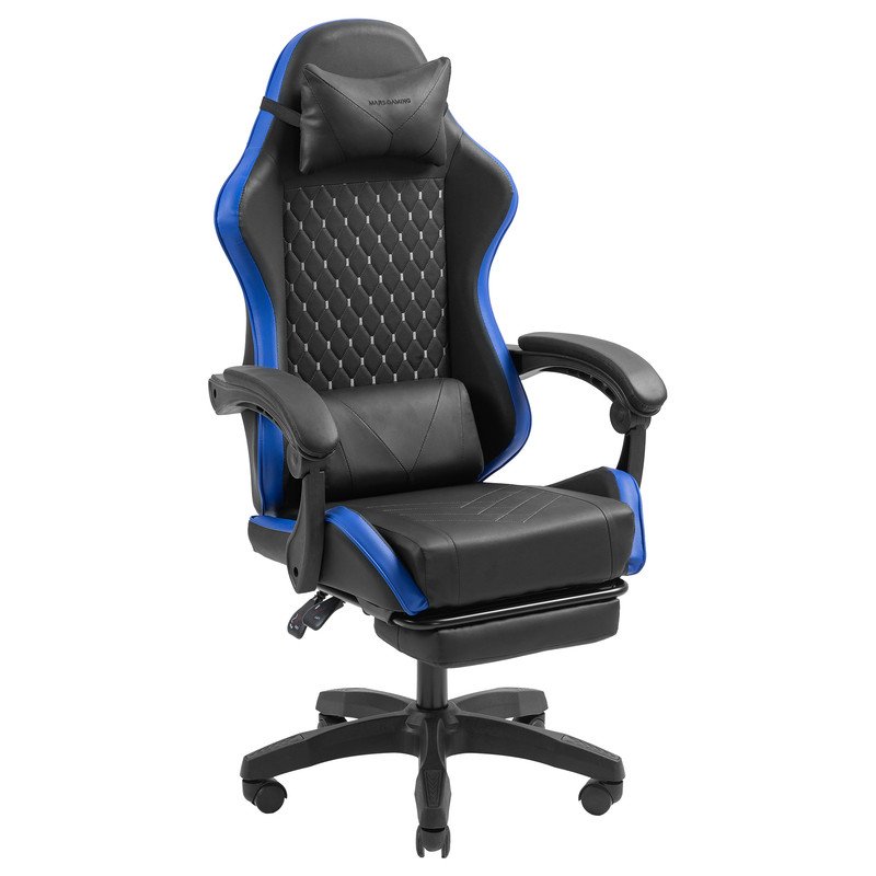 Image of Sedia da gioco Mars Gaming MGC-X Racing in similpelle, poggiapiedi, supporto lombare, 120 kg cod079