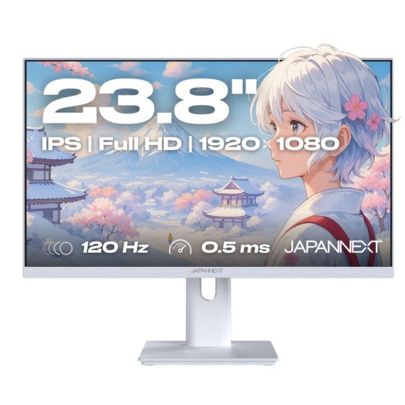 JAPANNEXT JN-IPS238G120F-HSP-W Monitor 23.8' IPS FullHD 120Hz com Altura Ajustável e FreeSync