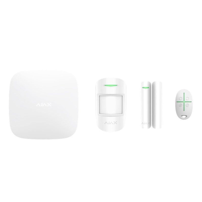 Image of Sistema di allarme wireless Ajax StarterKit bianco con GSM ed Ethernet, rilevamento e controllo remoto cod079