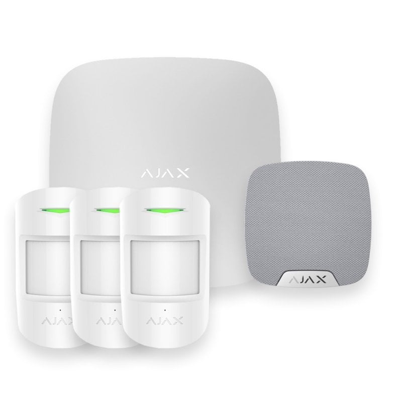 Image of Kit domestico wireless Ajax AJ-HUBKIT-PRO-S con 3 rilevatori per animali domestici/hub/sirena cod079