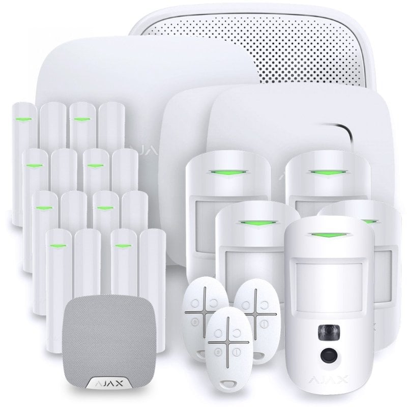 Image of Ajax Hub 2 Plus LTE Wi-Fi Ethernet pannello di allarme a 64 scenari con sensori e telecamere cod079