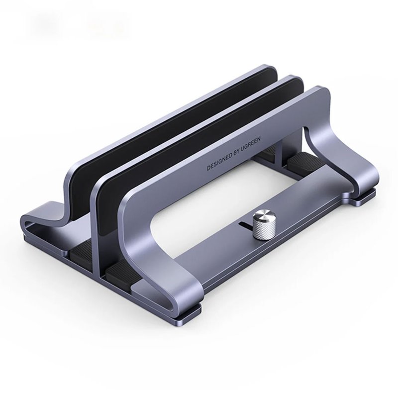 Image of Supporto verticale per laptop UVerde 60643 in alluminio argento a doppio slot per laptop fino a 15,6" cod079