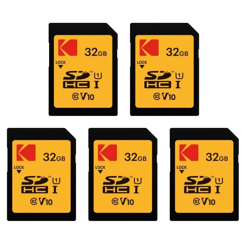 Image of Confezione da 5 schede di memoria Kodak SDHC da 32 GB, alta velocità, protezione da scrittura 90 MB/s cod079