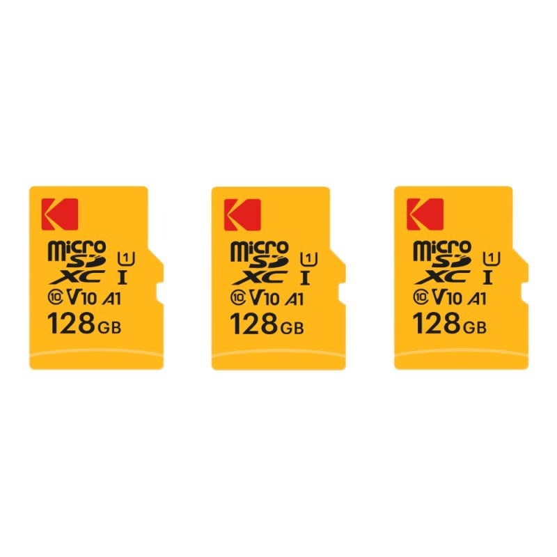 Image of Scheda Micro SD Kodak da 128 GB con adattatore, confezione da 3 unità SDXC ad alta velocità cod079