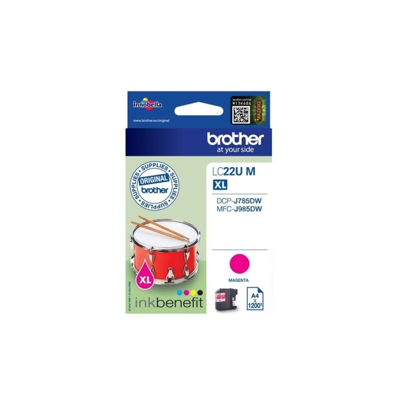 Image of Cartuccia Inkjet magenta Brother LC22UM 1200 pagine confezione singola facile installazione cod079