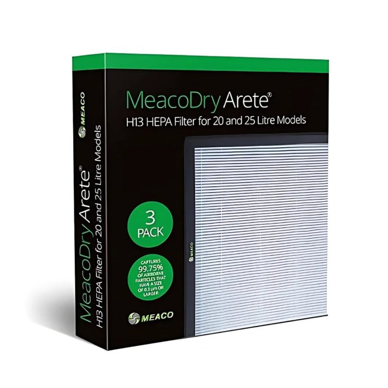 Image of Filtro a carbone attivo MeacoDry Arete, confezione da 3, compatibile con modelli da 10L e 12L cod079