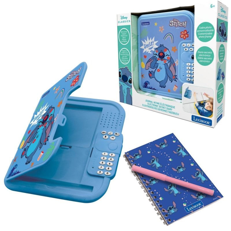 Image of Diario segreto Disney Stitch Lexibook, registratore di melodie con password, cornice per foto cod079