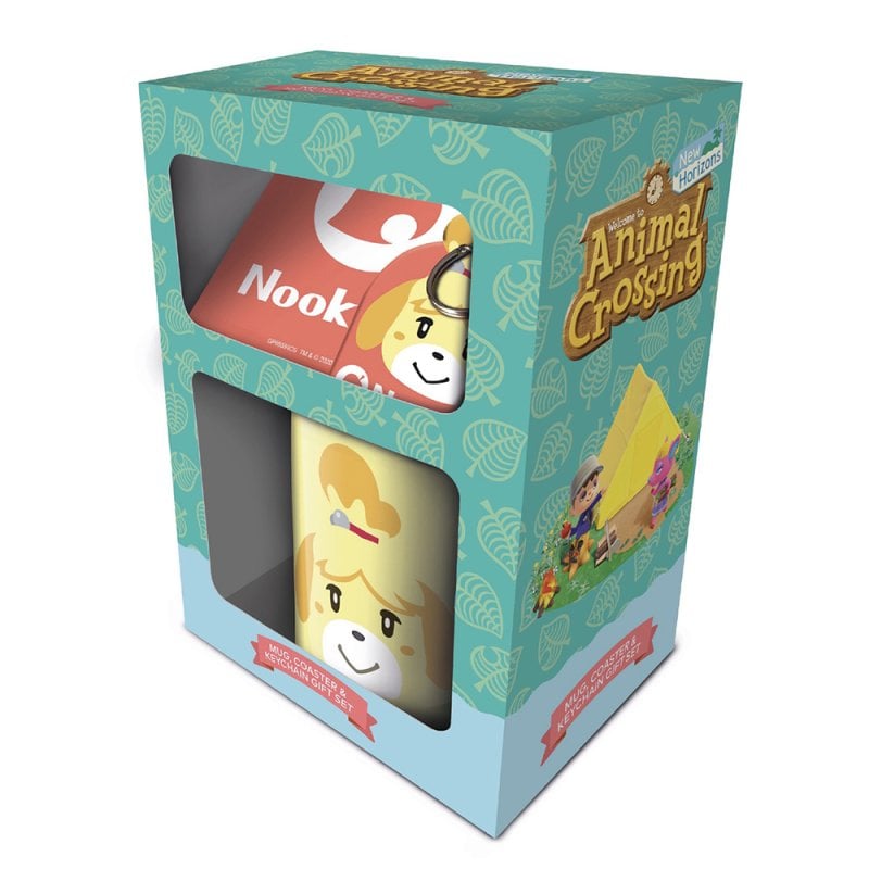 Image of Confezione regalo Animal Crossing Anonimo da 315 ml con tazza + portachiavi in gomma + sottobicchiere in sughero cod079