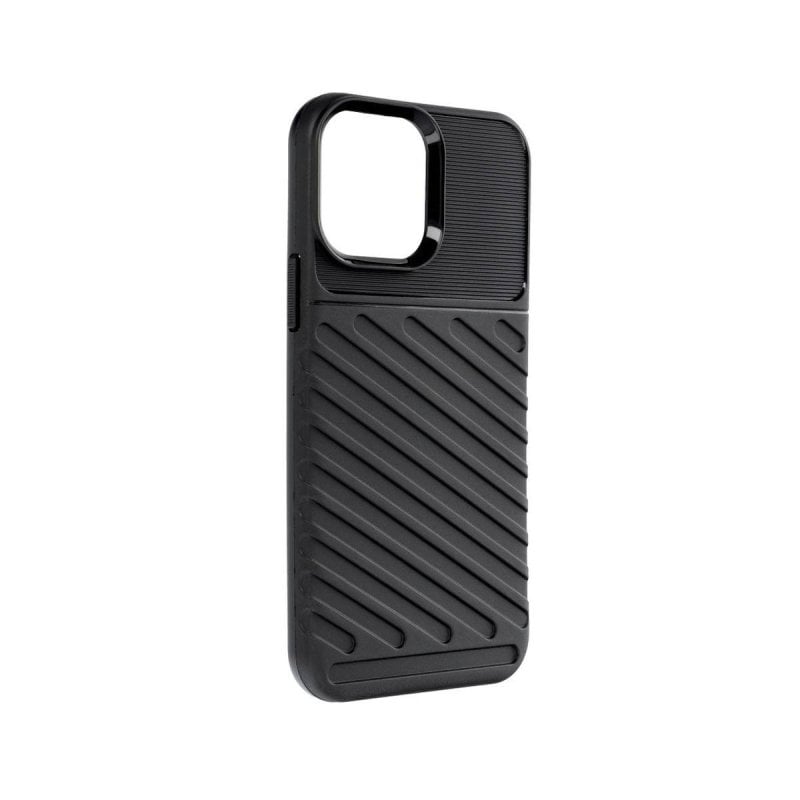 Image of Custodia Forcell Thunder per iPhone 13 Pro in silicone antiscivolo nero cod079