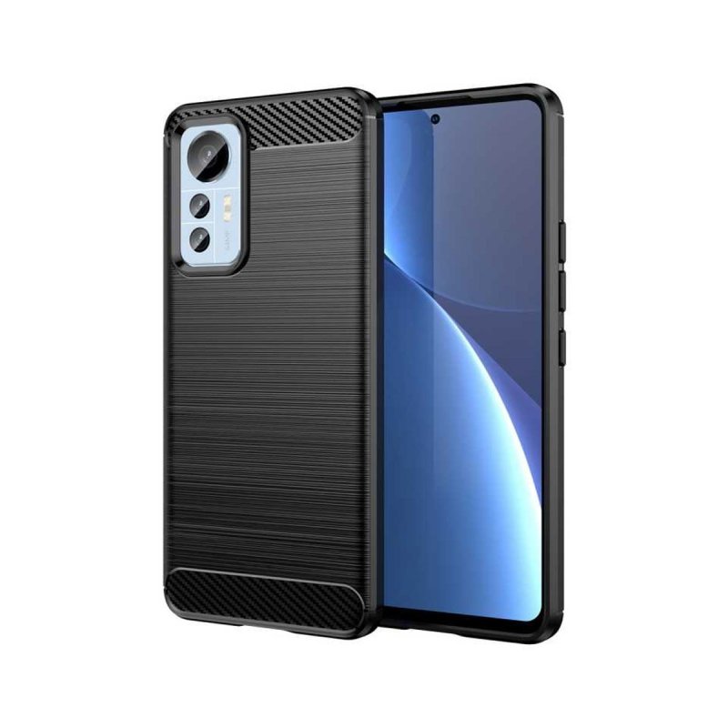 Image of Custodia Forcell Carbon per Xiaomi 12 Lite, protezione antiscivolo, silicone ultra sottile, nero cod079