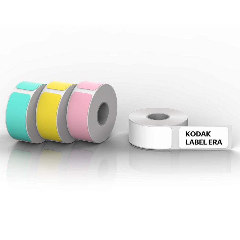 Image of Rotolo di carta adesiva Kodak Label Era M50, confezione da 12 (9 bianchi, 1 rosa, 1 verde, 1 giallo) cod079