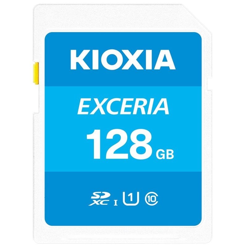 Image of Kioxia Holdings Corporation Scheda SD Kioxia Exceria da 128 Gb Archiviazione e trasferimento dati affidabili e veloci. Velocità di lettura di 100 Mbs e velocità di scrittura di 90 Mbs. Resistente a condizioni estreme. Compatibile con tutti cod079
