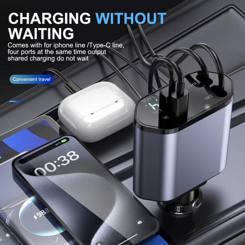 Cargador De Coche USB Dual Y Cable USB Compatible Con Blackview OSCAL C80, USB 3.0, 2100mA, Carga Más Rápida