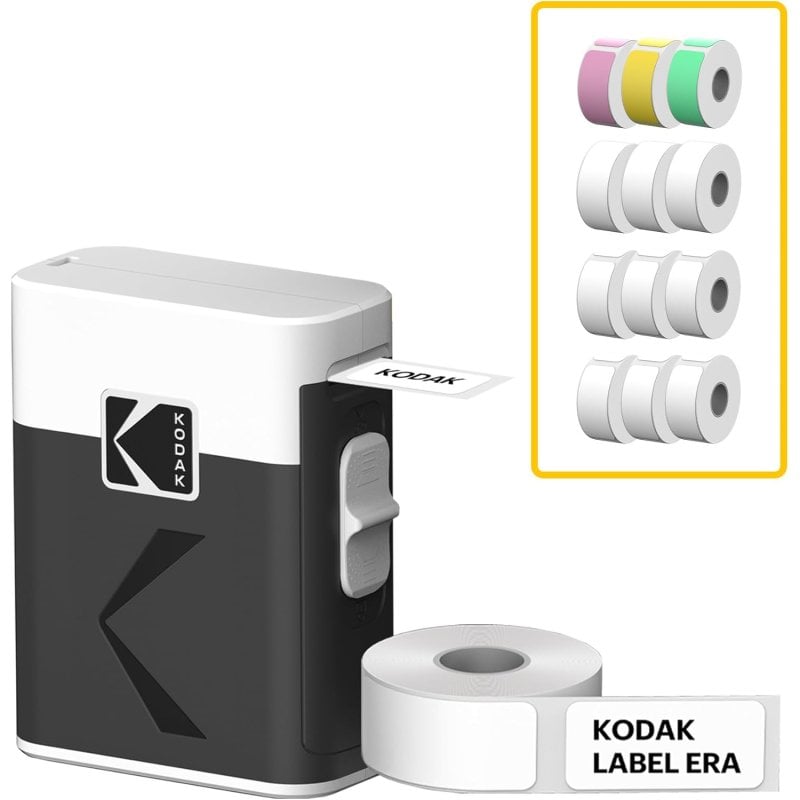 Stampante termica portatile Bluetooth Kodak ERA M50 con rotoli multicolore ed etichette personalizzabili