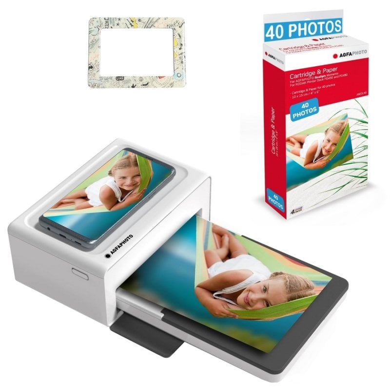 Image of Stampante fotografica Bluetooth Agfaphoto Realipix Moments AMO46, stampa a sublimazione 10x15 cm, protezione UV cod079