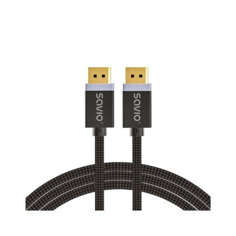 Image of Cavo DisplayPort Savio SAVKABELCL-166 2m 8K HDR maschio/maschio intrecciato oro nero cod079