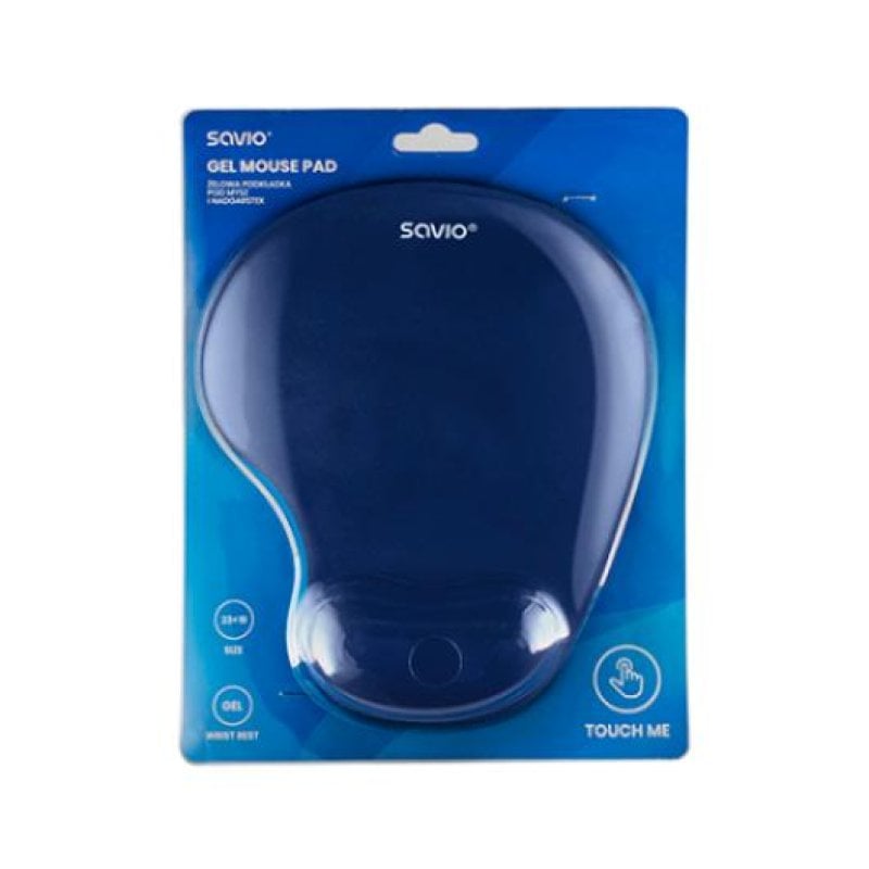 Image of Tappetino per mouse in gel Savio MP-01NB blu 230x190x3mm con poggiapolsi e base antiscivolo cod079