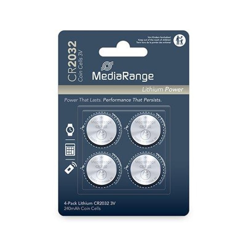 Image of MediaRange MRBAT132 CR2032 Batteria a bottone al litio 3V 220-240mAh, confezione da 4 cod079