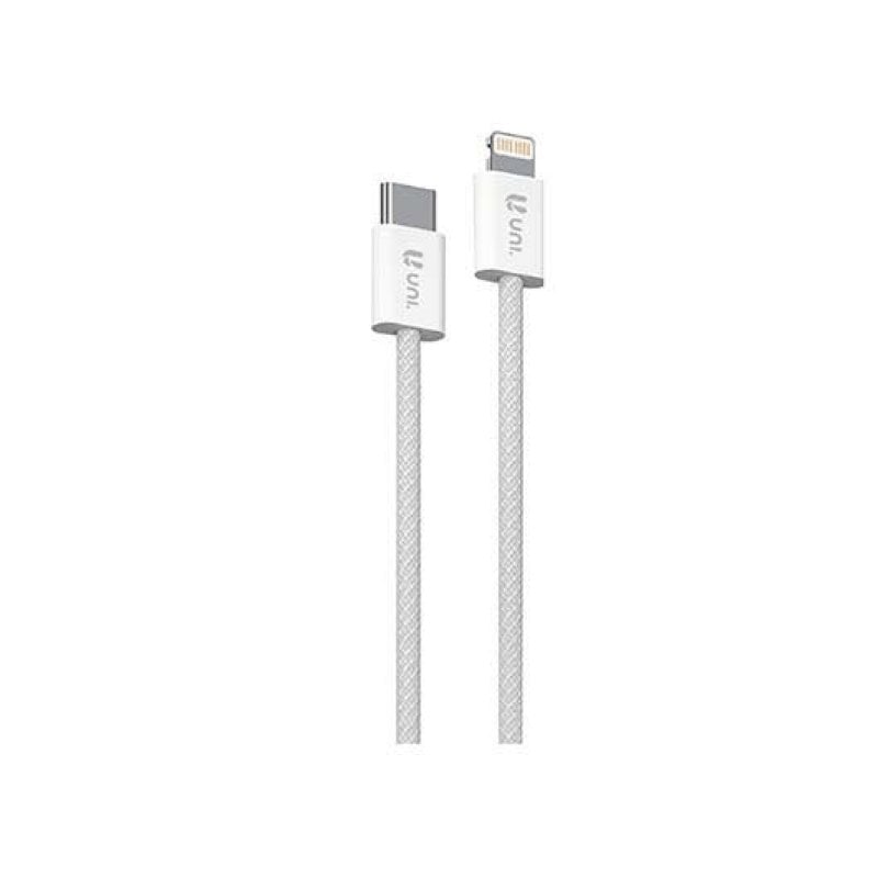 Image of Cavo UNI USB-C a Lightning 2 m 30 W 3 A Nylon Ricarica Rapida Bianco Compatibile Apple cod079