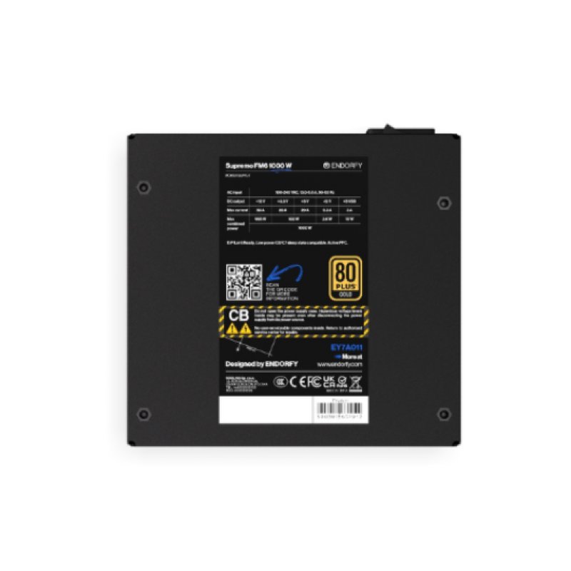 ENDORFY Supremo FM6 Gold 850W, alimentatore ATX 3.1 per PC, certificazione 80 PLUS® Gold, funzionamento silenzioso, ventola Fluctus con cuscinetto FDB, condensatori 100% giapponesi, gestione dei cavi