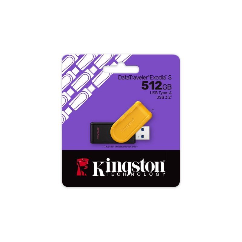 PENDRIVE KINGSTON 512GB USB3.2 EXODIA S NEGRO/AMARILLO - miniatura 2