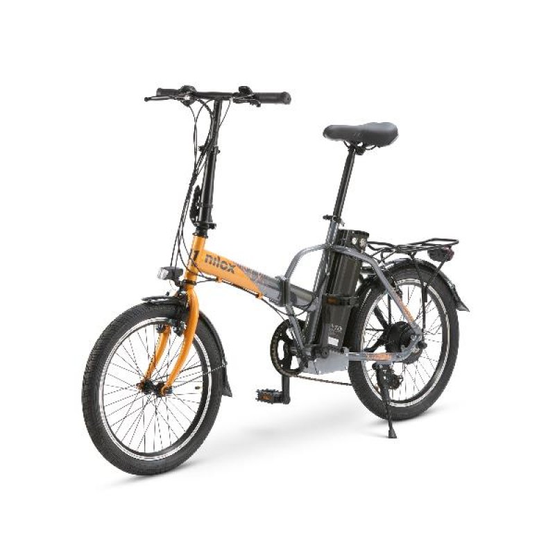 Image of Bicicletta elettrica pieghevole Nilox 20" 250W 6 velocità LCD acciaio arancione/nero cod079