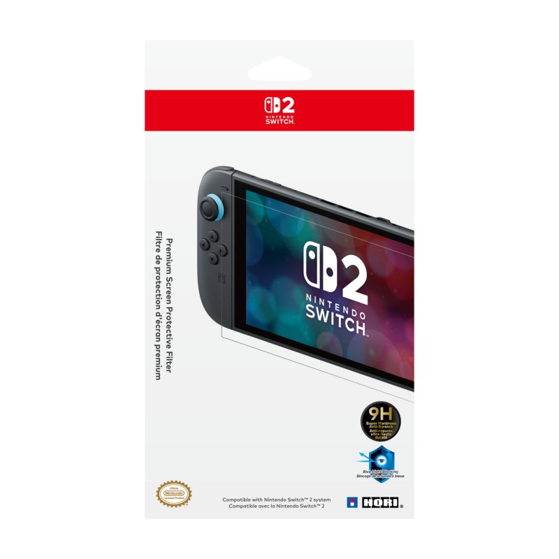 Image of Pellicola protettiva trasparente Hori per Nintendo Switch 2, anti-luce blu, 9H, facile da applicare cod079