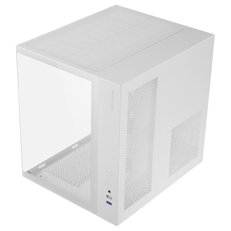 Boîtier de jeu Mars Gaming MCV-ONE ATX avec double ventilateur arrière en verre trempé FRGB 12 cm, blanc PC Case Boîtier de jeu Mars Gaming MCV-ONE ATX avec double ventilateur arrière en verre trempé FRGB 12 cm, blanc